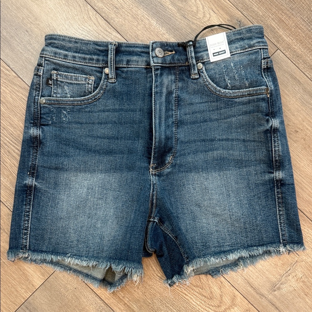 Judy Blue Dark Wash Distressed Denim Jean Shorts